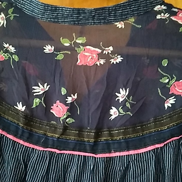 Free People Pinstripe/Floral Button Neck Blouse - Picture 5 of 8